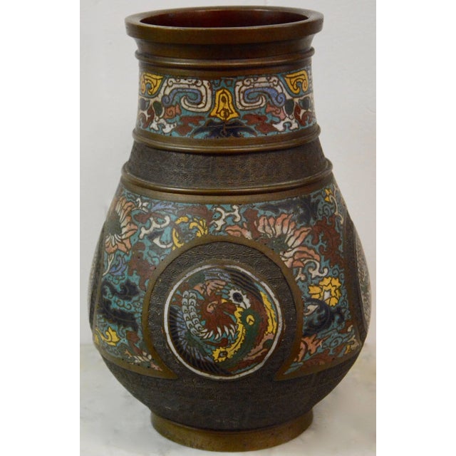 Japanese Edo Period Bronze and Cloissonne Vase For Sale In Nashville - Image 6 of 10