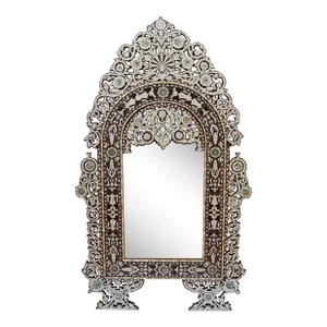 Late 20th Century Handcrafted Moorish Damascene Art Mother-Of-Pearl Mirror