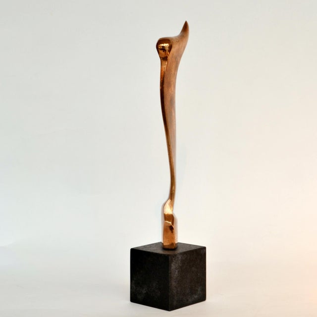 Goldenrod Abstract Bronze Sculpture with Black Plinth by Neil Willis, England, 1970s For Sale - Image 8 of 9