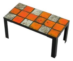 Mid-Century Modern Orange Ceramic Tile Side Table with Iron Frame, 1960s