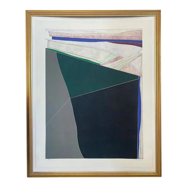 Listed Artist Lee Waisler (B. 1938) Abstract Etching in Gilt Wood Frame For Sale