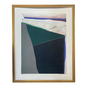 Listed Artist Lee Waisler (B. 1938) Abstract Etching in Gilt Wood Frame