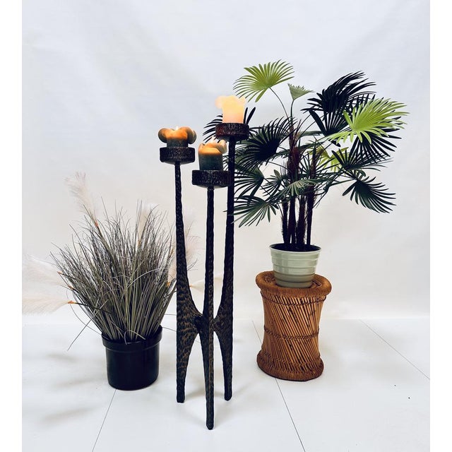 Large Brutalist Metal Art Candleholder in Hammered and Wrought Iron with Bronze-Plated Finish, Germany, 1960s For Sale - Image 12 of 16