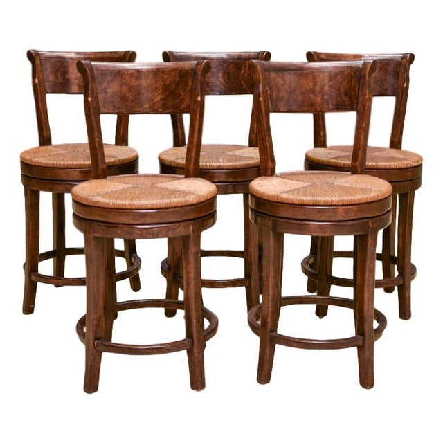 Traditional Vintage Hartford Rust Seat Counter Stools Attributed to Guy Chaddock —Set of Five For Sale - Image 3 of 3