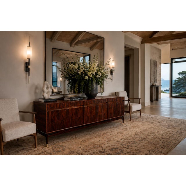 Giuseppe Scapinelli Rosewood Credenza With Brass Sabots, Brazilian Modern, 1950s For Sale - Image 12 of 18
