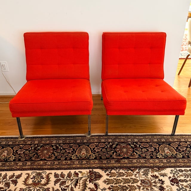 1950s Pair 1950s Florence Knoll Parallel Bar System Lounge Chairs, Model 51 For Sale - Image 5 of 8