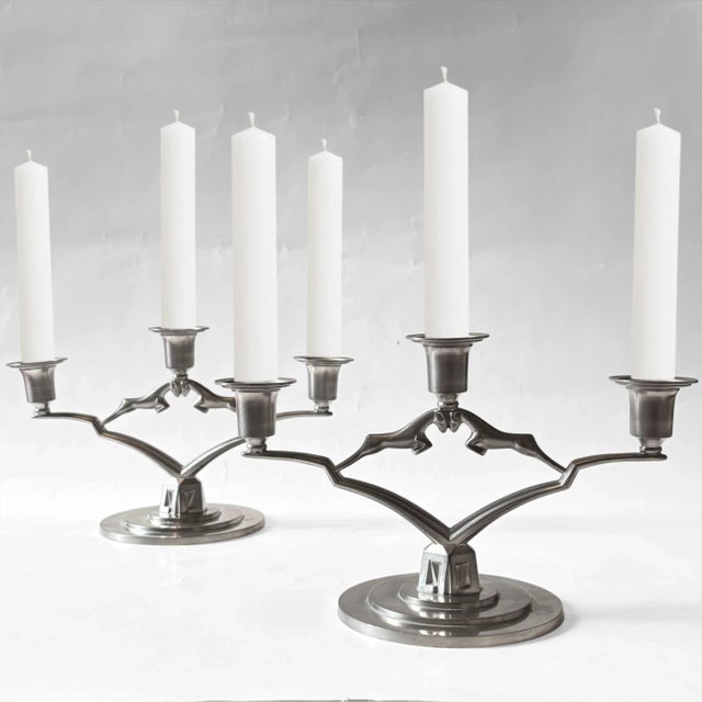 Swedish Grace Pewter Candelabras by Thorild Knutson, Gränna, 1935, Set of 2 For Sale - Image 11 of 11