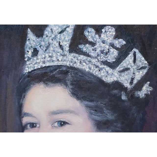 Realism Original Oil Portrait Painting of Queen Elizabeth II For Sale - Image 3 of 5