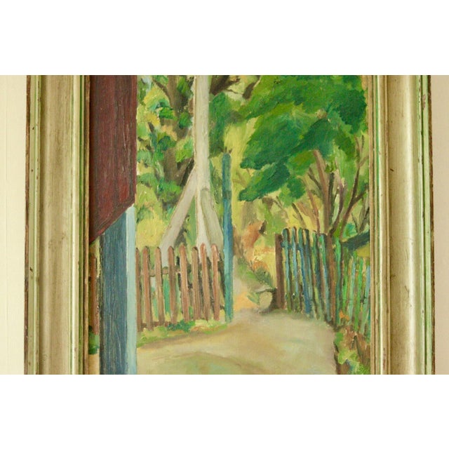 Mid-Century Modern D. Jacobson, Beyond the Gate, 1960s, Oil on Canvas, Framed For Sale - Image 3 of 10