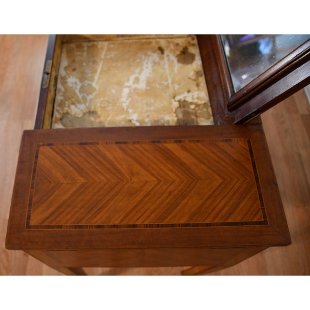 Brown 1890 Antique French Louis XVI Satinwood & Walnut Inlaid Makeup Vanity Ladies Desk For Sale - Image 8 of 17