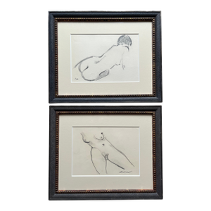 Original Nude Sketches-Custom Framed-Signed