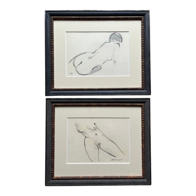 Original Nude Sketches-Custom Framed-Signed-Set 2 For Sale