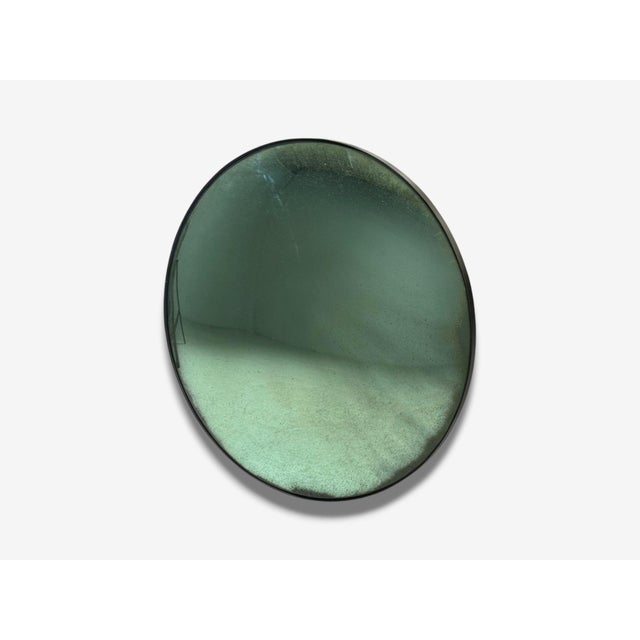 Modern, Space Age Wall Mirror, Green Convex Glass, Painted Wood, 21st C. For Sale - Image 4 of 8