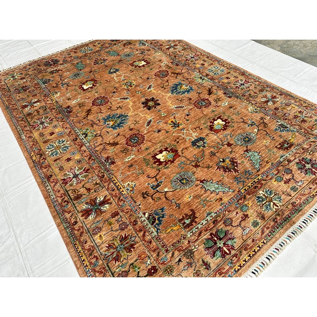 Persian Camel Sultanabad Hand-Knotted Wool Rug - 9'3" X 6'9" For Sale - Image 3 of 17