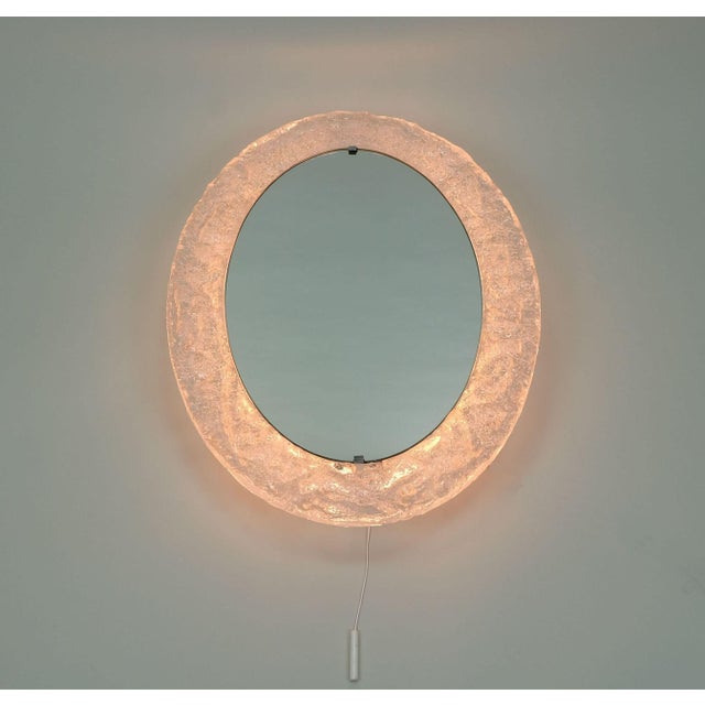 Glass Acrylic Frame Ice Glass Decor Back Lit Wall Mirror from Erco, 1970s For Sale - Image 7 of 11