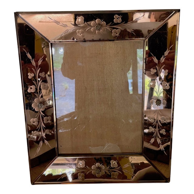 Pink Mirrored Picture Frame, 1950s For Sale
