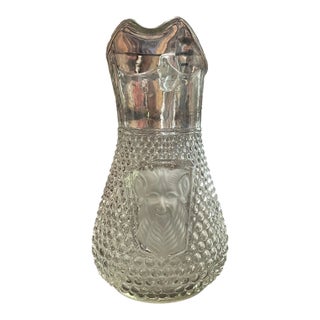 Antique Czech Bohemian Glass Hobnail Devil / Satyr Etched Water Pitcher, Circa 1880s For Sale