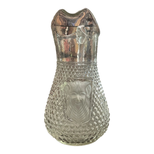 Antique Czech Bohemian Glass Hobnail Devil / Satyr Etched Water Pitcher, Circa 1880s