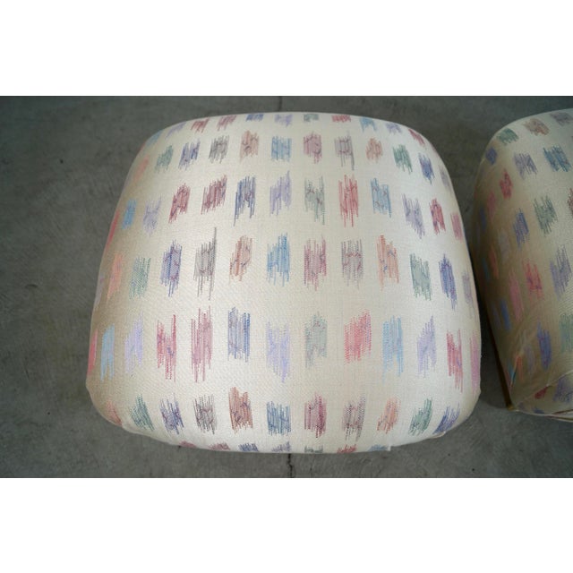 1970’s Hollywood Regency Marge Carson Style Poufs Stools in Silk - A Pair For Sale - Image 10 of 12