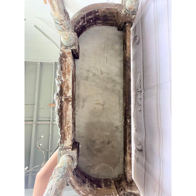 French Louis XVI Painted Gesso & Giltwood Console Table With Shaped Marble Top For Sale - Image 11 of 16