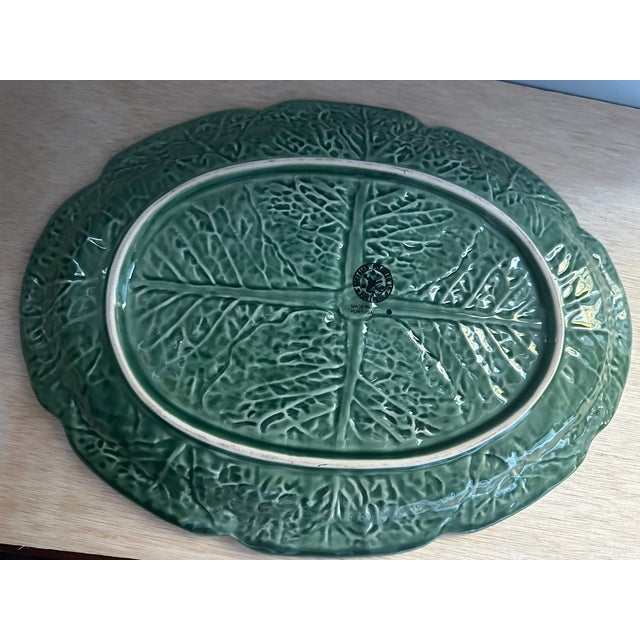Bordallo Pinheiro Bordallo Pinheiro Oval Serving Tray Cabbage Leaf 17" For Sale - Image 4 of 4
