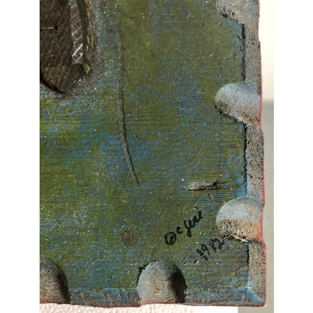 Curtis Jere Curtis Jeré, Hand Carved Painted Wood Folk Art Americana Sculpture Pair American Gothic, 1982 For Sale - Image 4 of 12