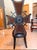 Iron Cross Gothic Accent Chair in Brown Velvet and Leather With Nailhead Trim For Sale In San Antonio - Image 6 of 8