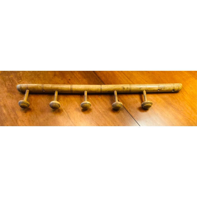 Large Antique Late 19th Century French Elm Wood Faux Bamboo Hanging Hat Rack For Sale - Image 13 of 13