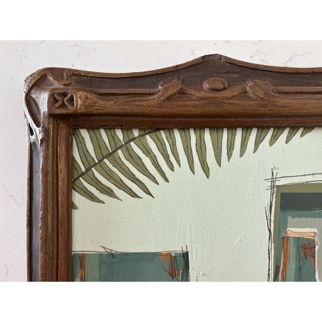 “Cabin Fern" Green Abstract Art in Antique Frame, Transitional Living Room Art by JTS For Sale - Image 10 of 11