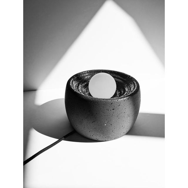 Caldera Partially Glazed Lava Stone Table Lamp by Clemence Birot For Sale - Image 13 of 18
