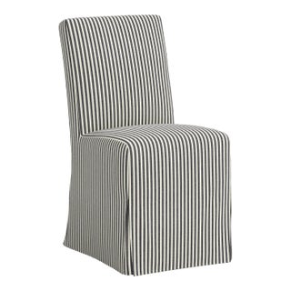 Stoffer Home x Cloth & Company Lindy Dining chair Slipcover in Jane Stripe Carbon For Sale
