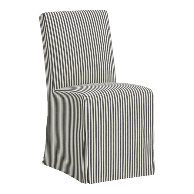 Stoffer Home x Cloth & Company Lindy Slipcover Dining Chair in Jane Stripe Carbon For Sale