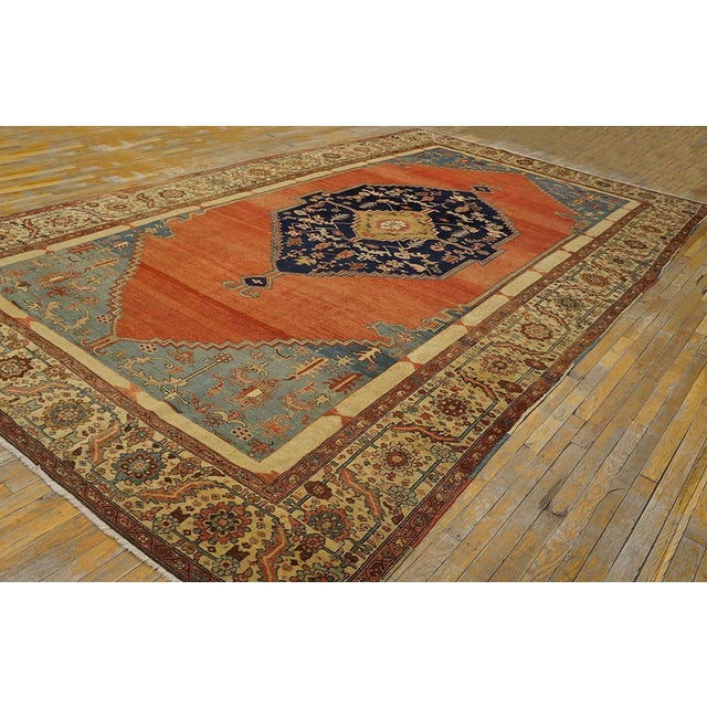 Orange 1870s Orange Medallion Antique n.w. Persian Bakshaiesh Rug 8'3" X 15' Hand Knotted Wool Carpet For Sale - Image 8 of 10