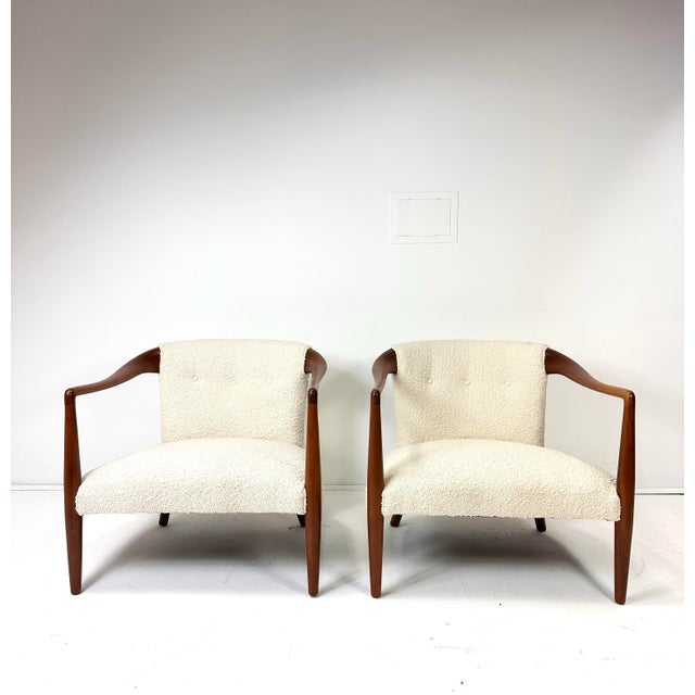 Vladimir Kagan 1950's Sculpted Walnut Lounge Chairs For Sale - Image 4 of 12