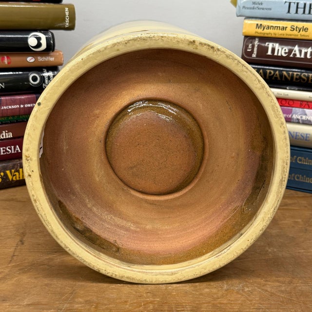 Green and Cream Ceramic Hibachi with Drip Glaze Detail For Sale - Image 4 of 13