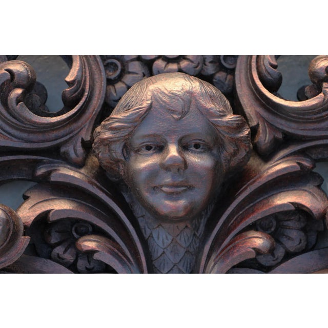 Baroque 18th Century Antique Wooden Cherub, Baroque Wall Retable For Sale - Image 3 of 12
