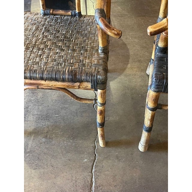 Pair of English Bamboo and Chinoiserie High Back Chairs For Sale - Image 9 of 9