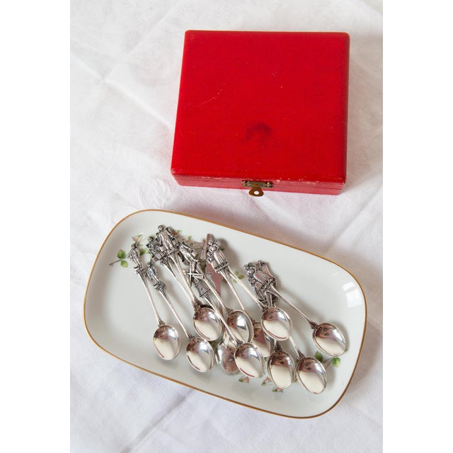 Swedish Silver Teaspoons with Figures and Windmills, 1920-1930, Set of 12 For Sale - Image 4 of 12