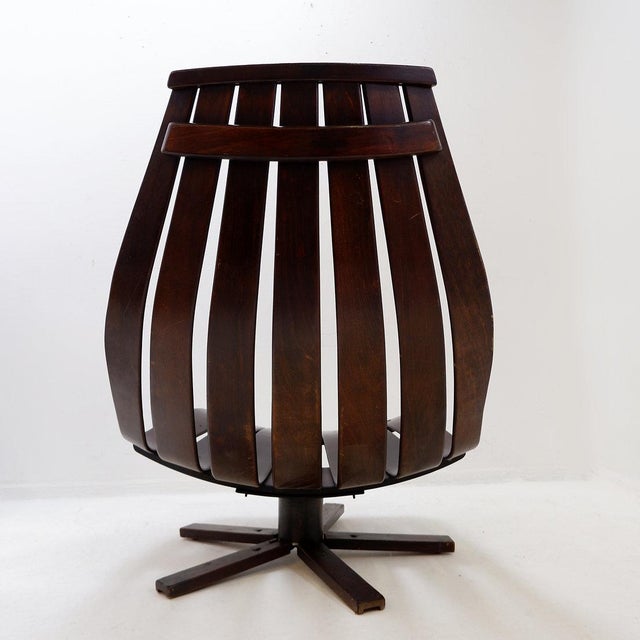 Brown Vintage Swivel Lounge Chair by Hans Brattrud for Hove Möbler, 1970 For Sale - Image 8 of 16