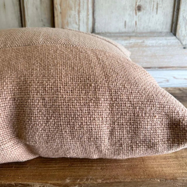 Custom Hand Made Patchwork Wool Pillow Includes Down Feather Insert For Sale In Los Angeles - Image 6 of 8