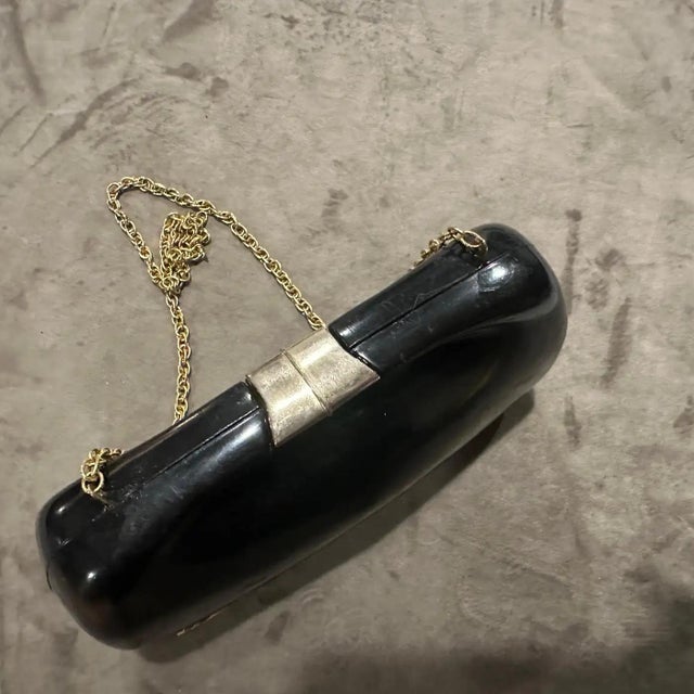 1940s Art Deco Black Bakelite and Brass Italian Evening Bag For Sale - Image 11 of 15