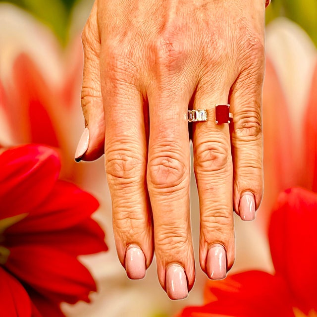 Red Natural Ruby Sapphire Ring Size 6.5 14k Y Gold 3.11 TCW Certified For Sale - Image 8 of 10