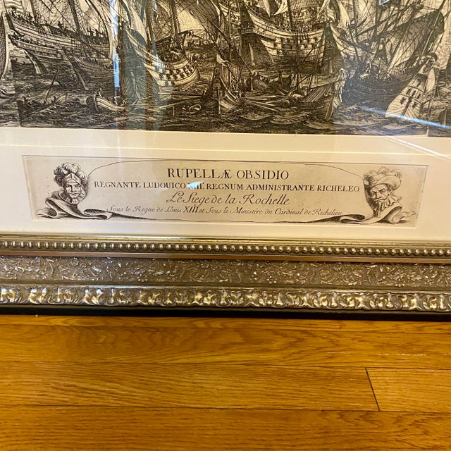 Monumental 17th Century Framed Map Etching "Rupellae Obsidio" by Jacques Callot For Sale - Image 13 of 18