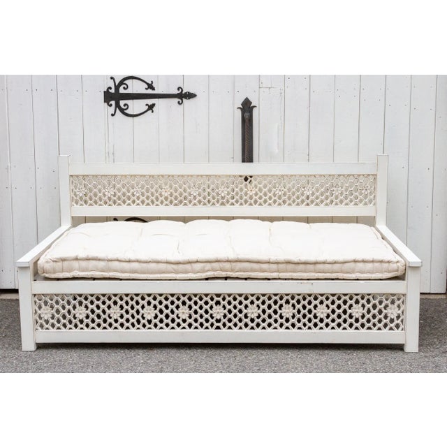 White Carved Floral Jali Daybed Sofa For Sale - Image 13 of 13