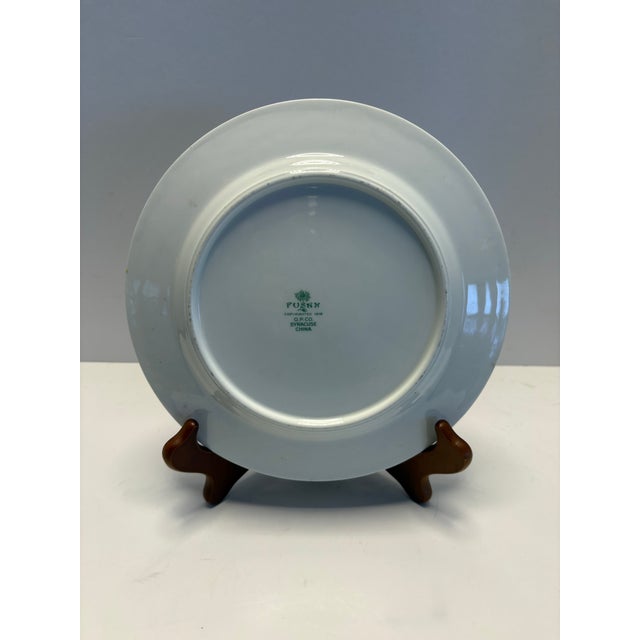 Onondaga Pottery Company Antique 1919 Fusan Chinese Export Plates Set of 6 | Syracuse China o.p. Co. | Chinoiserie Floral Porcelain For Sale - Image 4 of 7