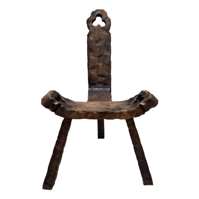 20th Century Hand-Crafted Brutalist Tripod Spanish Birthing Chair For Sale