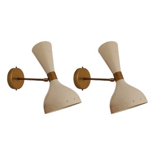 White Diabolo Wall Sconces from Stilnovo, 1970s, Set of 2 For Sale