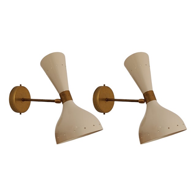 White Diabolo Wall Sconces from Stilnovo, 1970s, Set of 2 For Sale
