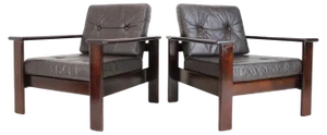 Set of Scandinavian Leather Armchairs, 1960s