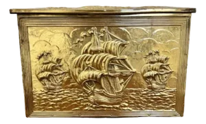 Ornate Brass Coal Box, 1920s